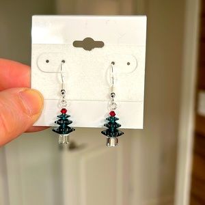 Christmas tree crystal earrings. Brand new never worn